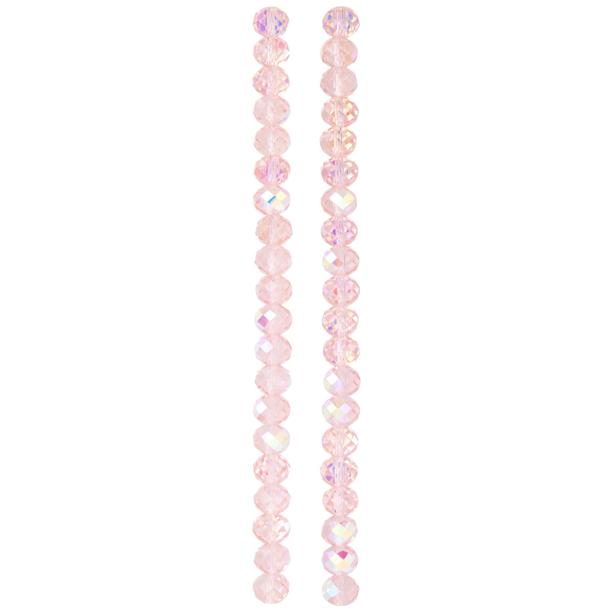 Aurora Borealis Pink Glass Faceted Rondelle Beads, 10mm by Bead Landing™